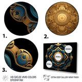 Designart "Ancient Atlantis Mandala In Gold And Turquoise" Boho Mandala Framed Wall Art Living Room