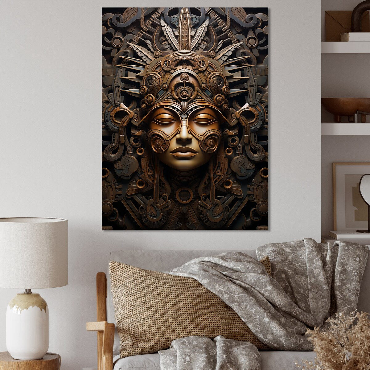 Designart "Ancient Aztec Mask" African Mask Wall Art