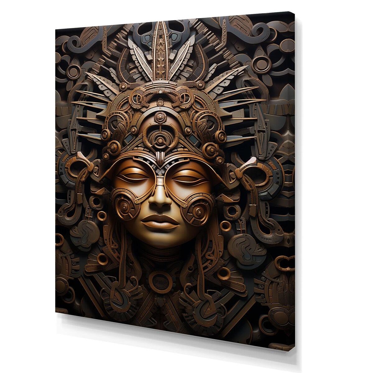 Designart "Ancient Aztec Mask" African Mask Wall Art