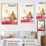 Designart "Ancient City Of Dreams Retro Rose Gold Watercolor" Abstract Framed Wall Art Prints
