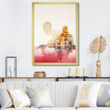 Designart "Ancient City Of Dreams Retro Rose Gold Watercolor" Abstract Framed Wall Art Prints