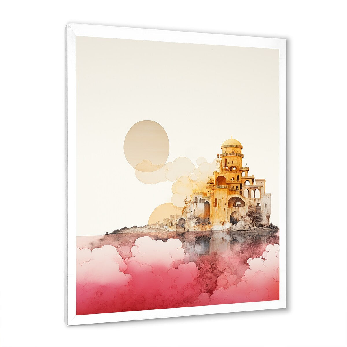 Designart "Ancient City Of Dreams Retro Rose Gold Watercolor" Abstract Framed Wall Art Prints