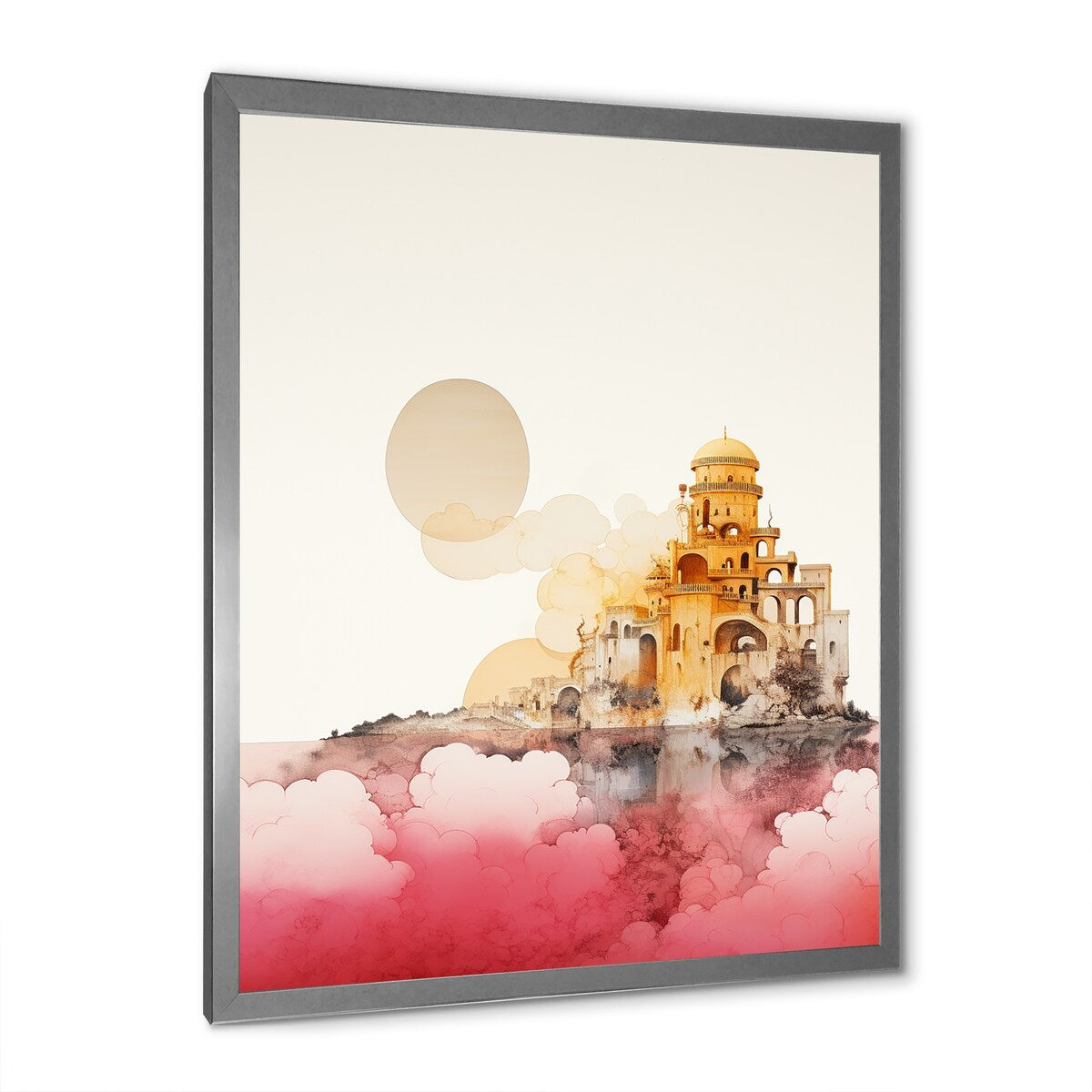 Designart "Ancient City Of Dreams Retro Rose Gold Watercolor" Abstract Framed Wall Art Prints