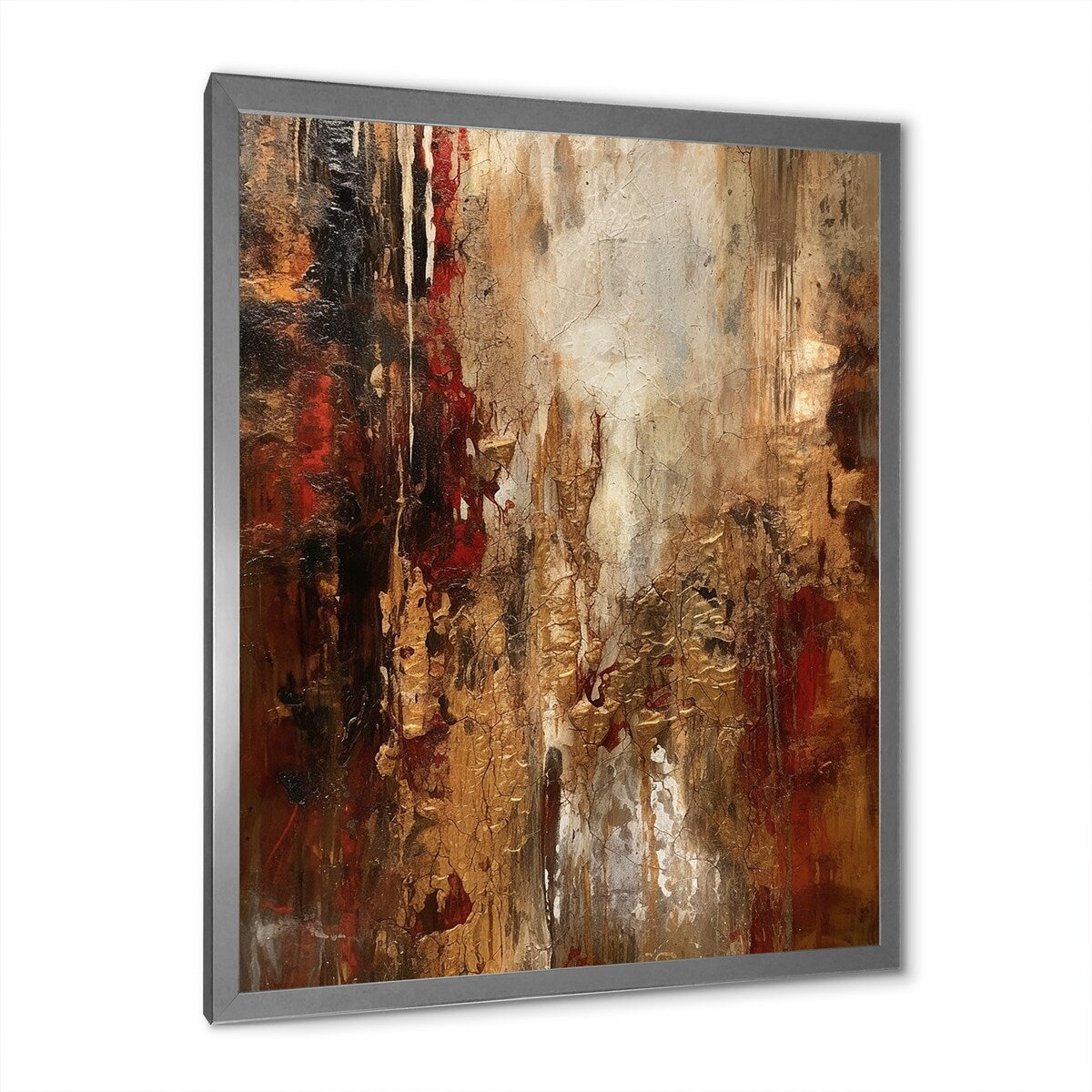 Designart "Ancient Italian Revelations In Gold And Red" Abstract Painting Framed Wall Art Prints