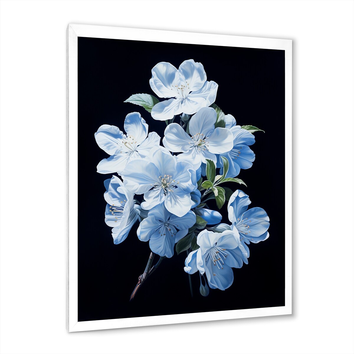 Designart "Apple Blossom Monochromatic Elegance I" Apple Blossom Framed Canvas Prints
