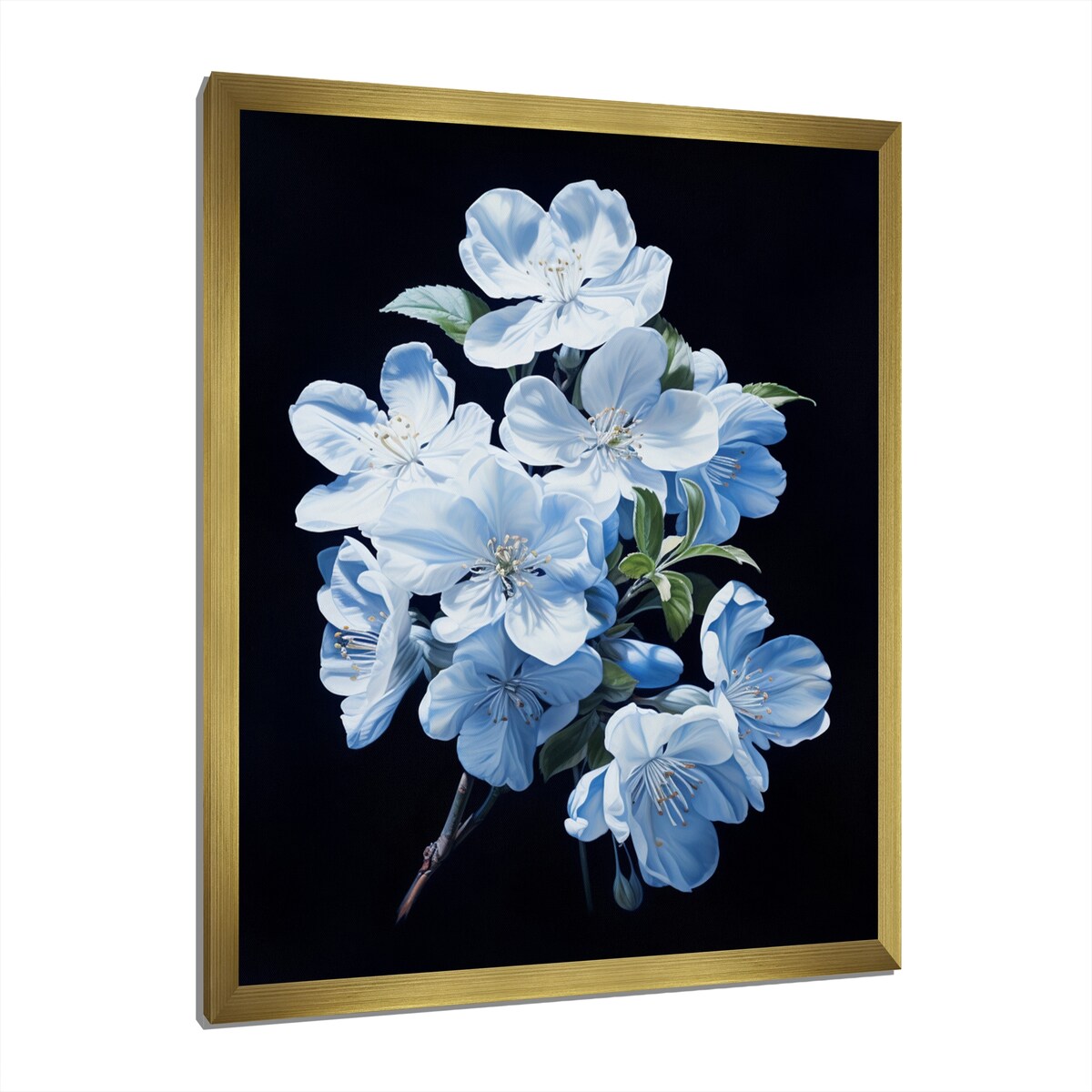 Designart "Apple Blossom Monochromatic Elegance I" Apple Blossom Framed Canvas Prints