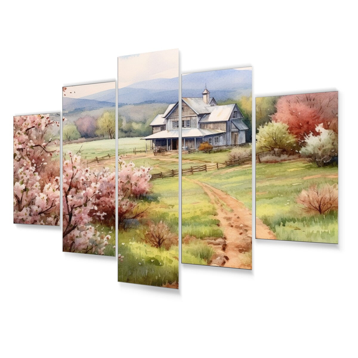 Designart "Apple Blossom Petals At The Farm III" Landscapes Metal Wall Décor Set