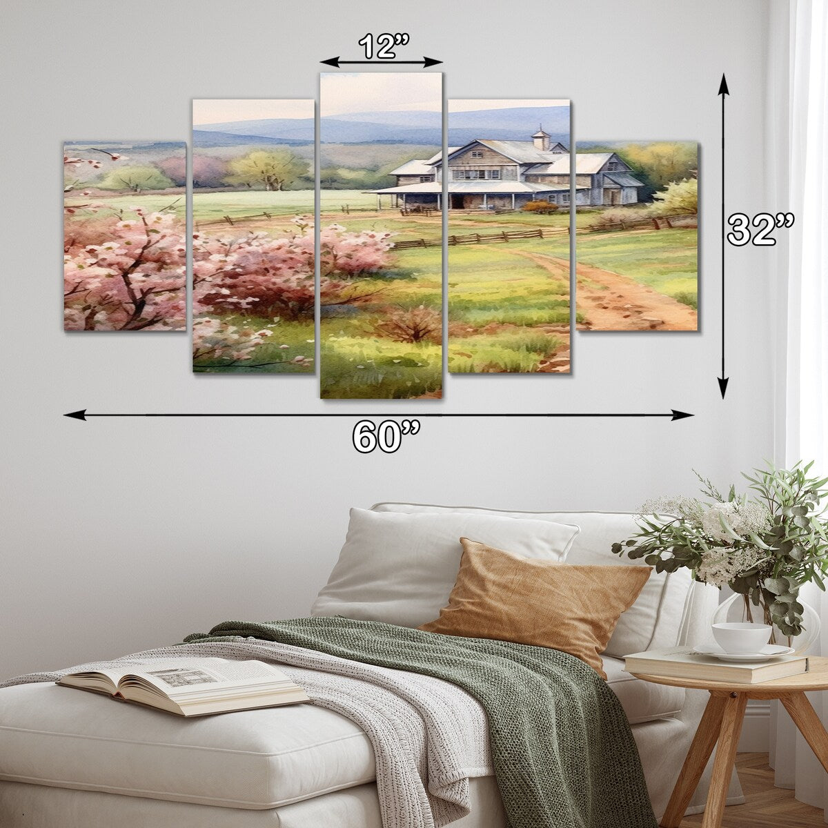 Designart "Apple Blossom Petals At The Farm III" Landscapes Metal Wall Décor Set