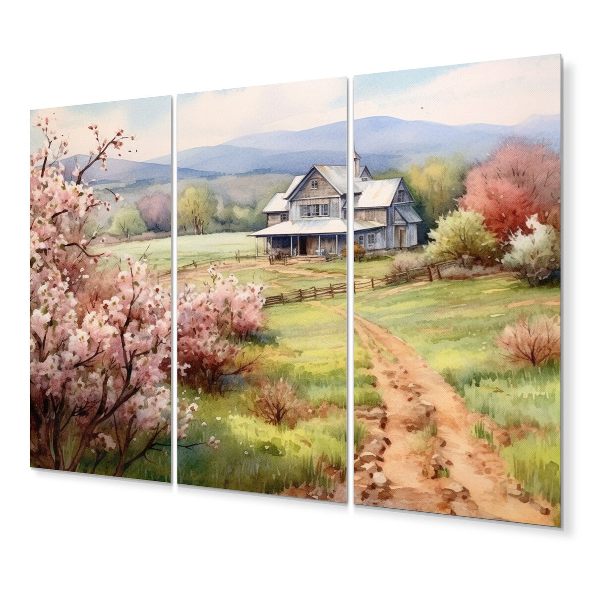 Designart "Apple Blossom Petals At The Farm III" Landscapes Metal Wall Décor Set