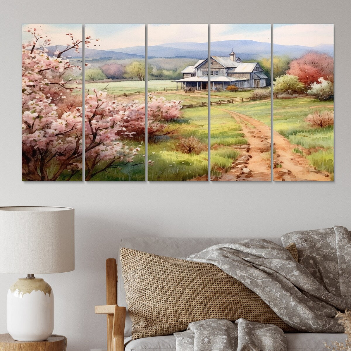 Designart "Apple Blossom Petals At The Farm III" Landscapes Metal Wall Décor Set