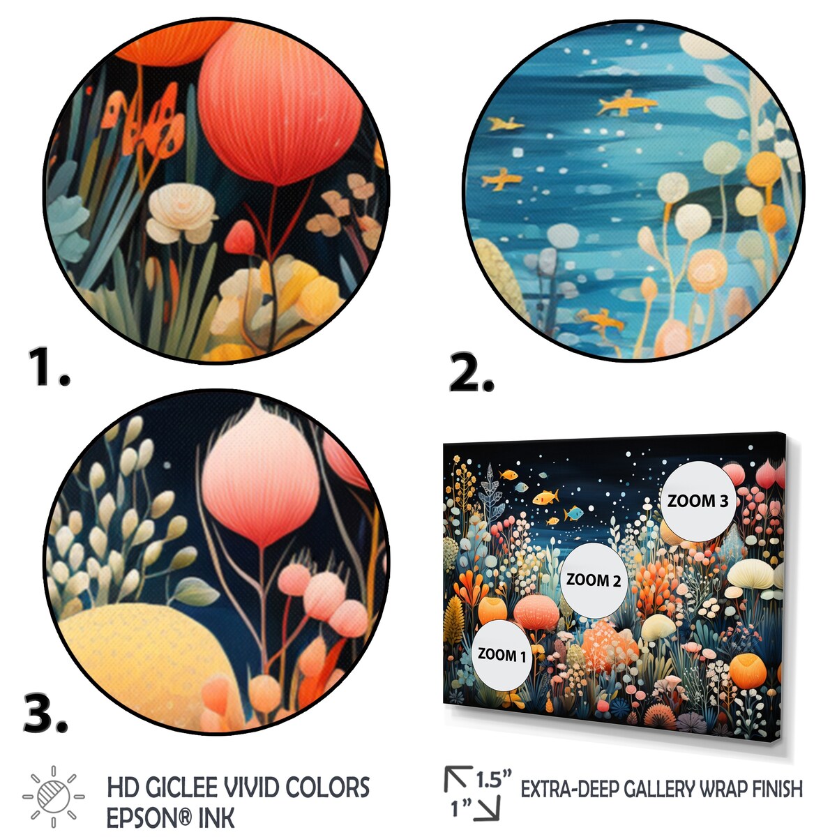 Designart "Aquariums Aquatic Pointillism An II" Nautical & Beach Metal Art Print Set