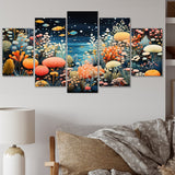 Designart "Aquariums Aquatic Pointillism An II" Nautical & Beach Metal Art Print Set