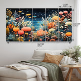 Designart "Aquariums Aquatic Pointillism An II" Nautical & Beach Metal Art Print Set