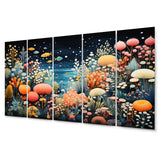 Designart "Aquariums Aquatic Pointillism An II" Nautical & Beach Metal Art Print Set
