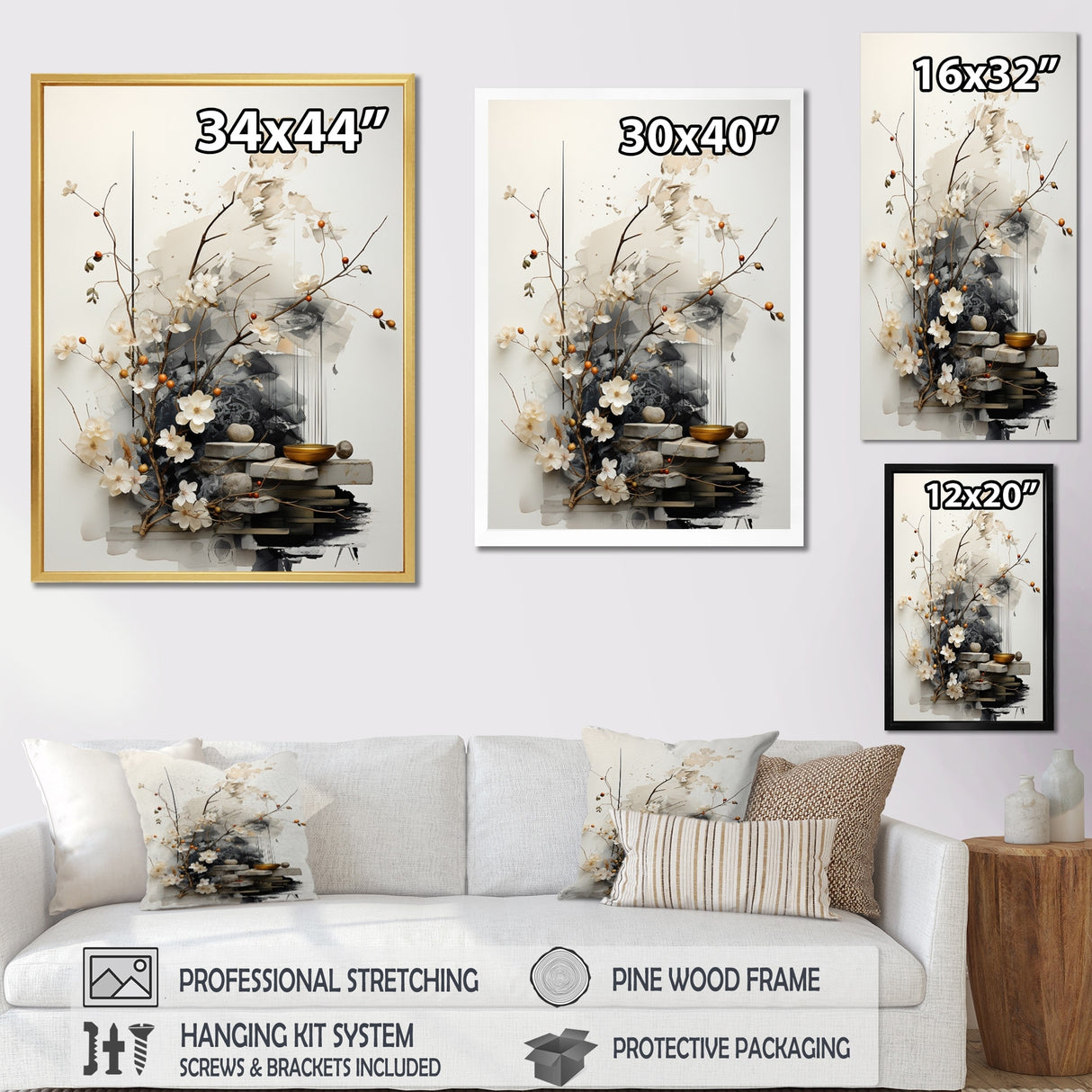 Designart "Asian Art Classics Sumi III" Asian Art Wall Art Living Room