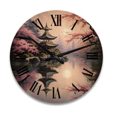 Designart "Asian Art Serene Pagoda VIII" Asian Oversized Wood Wall Clock
