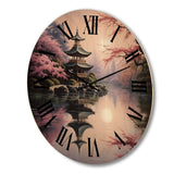 Designart "Asian Art Serene Pagoda VIII" Asian Oversized Wood Wall Clock
