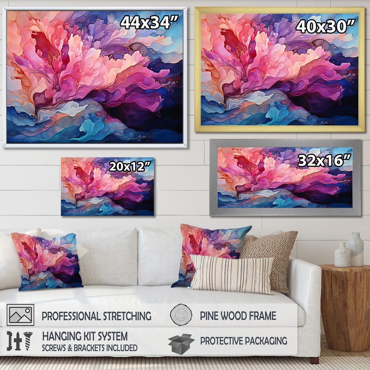 Designart "Aurora Borealis Charm Liquid Art I" Aurora Borealis Framed Canvas Art Print