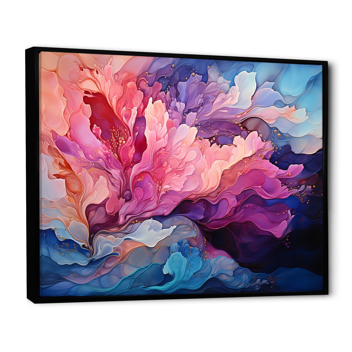 Designart "Aurora Borealis Charm Liquid Art I" Aurora Borealis Framed Canvas Art Print