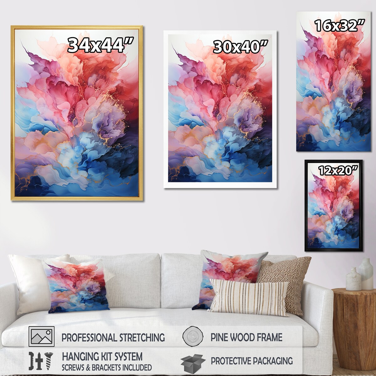 Designart "Aurora Borealis Liquid Charm Beauty" Aurora Borealis Framed Canvas Art Print