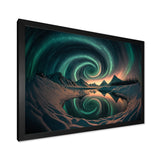 Designart "Aurora Borealis Magical Northern Lights IV" Landscape Mountains Framed Art Print