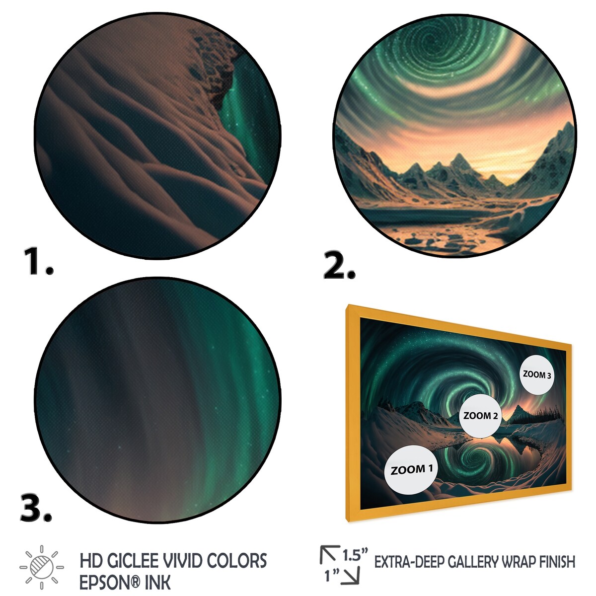 Designart "Aurora Borealis Magical Northern Lights IV" Landscape Mountains Framed Art Print