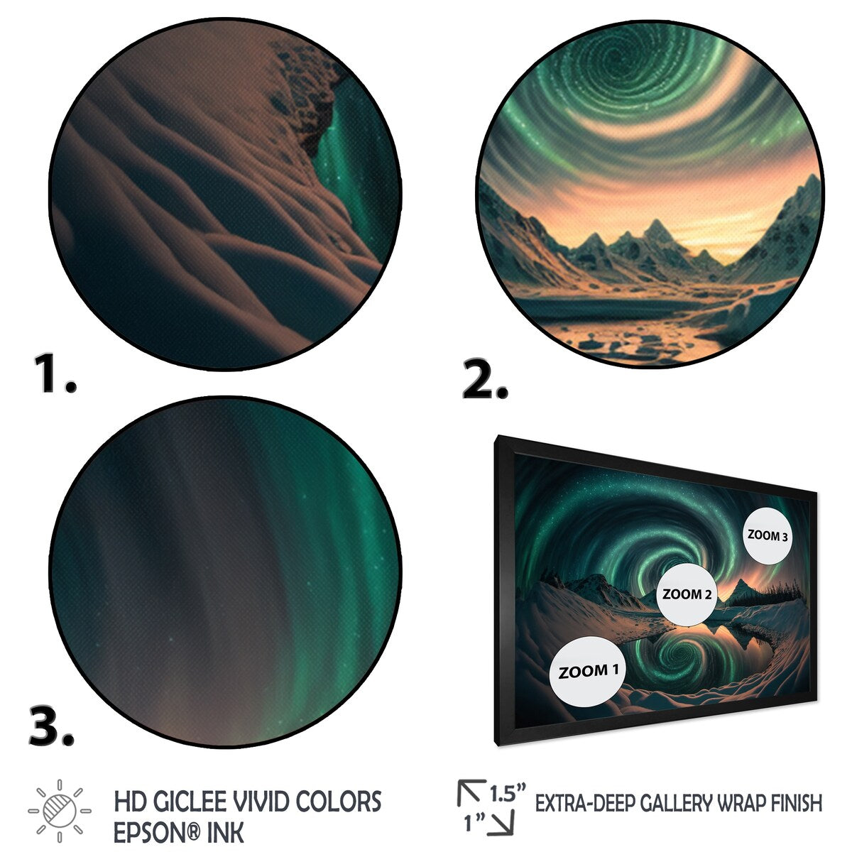 Designart "Aurora Borealis Magical Northern Lights IV" Landscape Mountains Framed Art Print