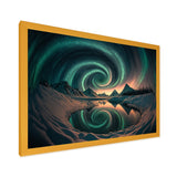 Designart "Aurora Borealis Magical Northern Lights IV" Landscape Mountains Framed Art Print