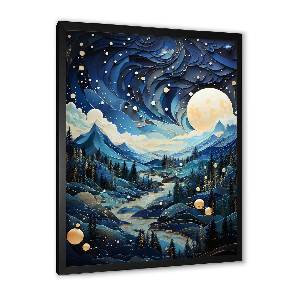 Designart "Aurora Borealis Misty Mountains II" Aurora Borealis Framed Canvas Art Print