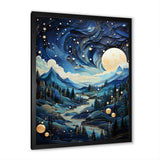 Designart "Aurora Borealis Misty Mountains II" Aurora Borealis Framed Canvas Art Print
