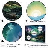 Designart "Aurora Borealis Scenery Watercolor IV" Aurora Borealis Framed Canvas Wall Art