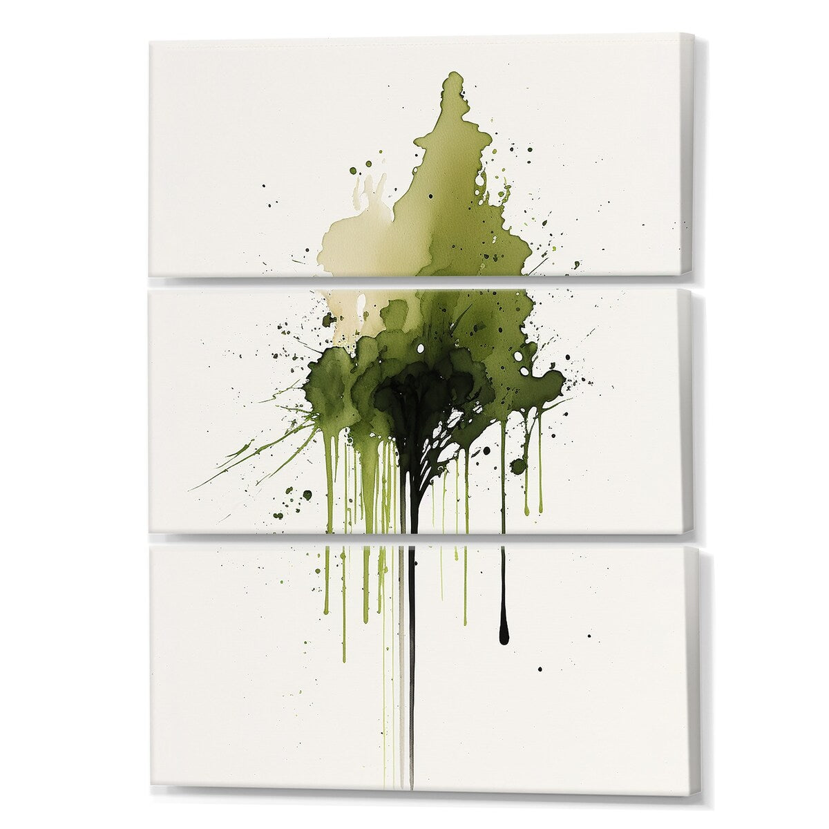 Designart "Awakenings In Spanish Moss" Abstract Liquid Ink Canvas Art Print - 3 Panels