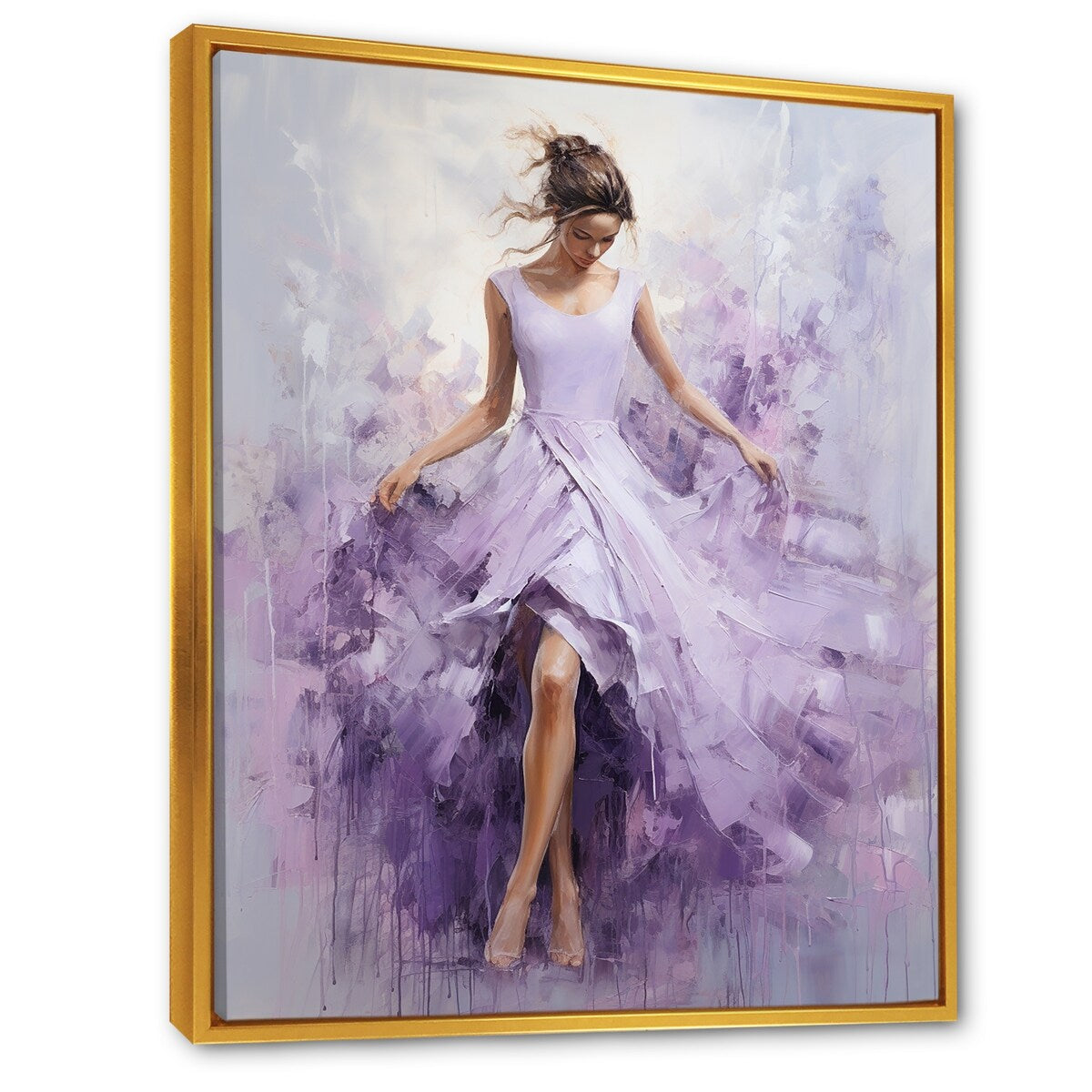 Designart "Ballet Dance In Lilac " Dance Framed Canvas Art Print