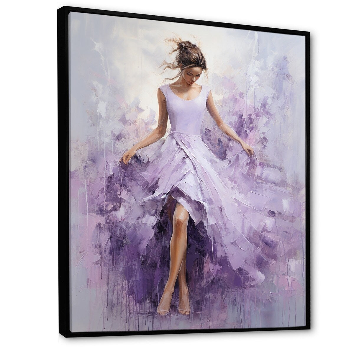 Designart "Ballet Dance In Lilac " Dance Framed Canvas Art Print