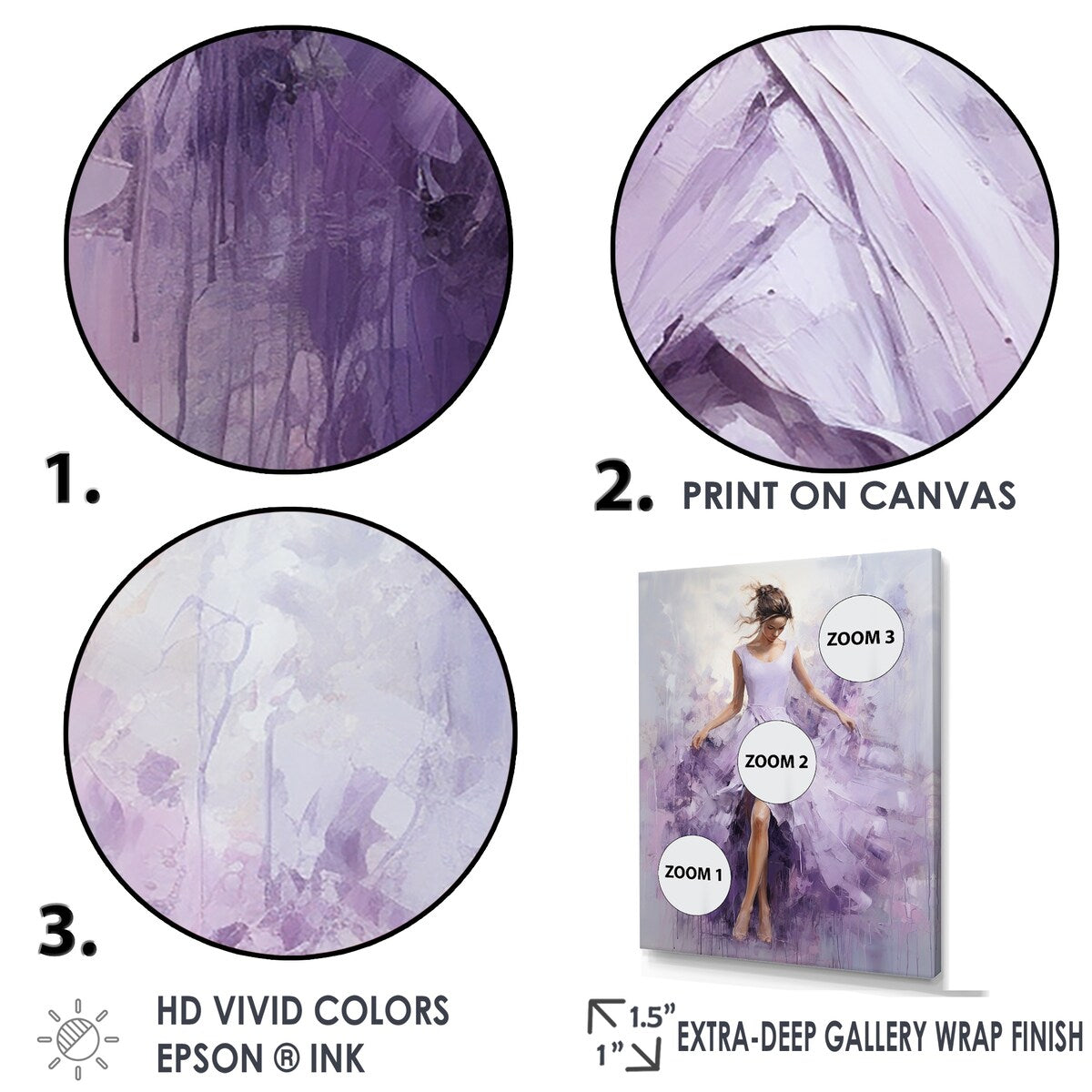 Designart "Ballet Dance In Lilac " Dance Framed Canvas Art Print