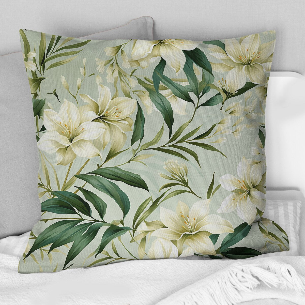 Designart "Bamboo Whispers Tropical Pattern III" Tropical Printed Throw Pillow