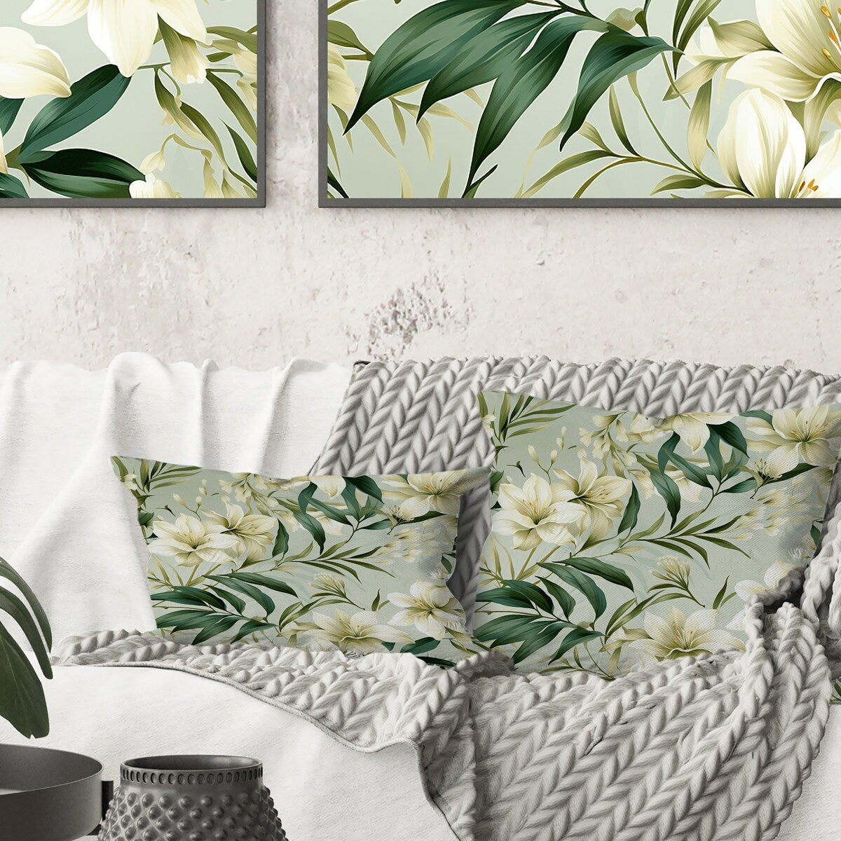 Designart "Bamboo Whispers Tropical Pattern III" Tropical Printed Throw Pillow