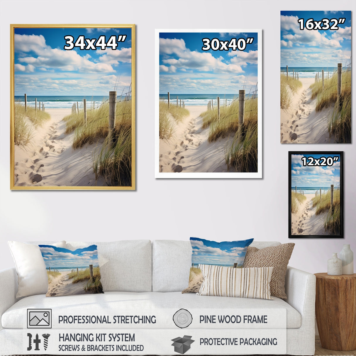 Designart "Bath To The Ocean III" Coastal Beach Sand Framed Wall Decor
