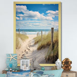 Designart "Bath To The Ocean III" Coastal Beach Sand Framed Wall Decor