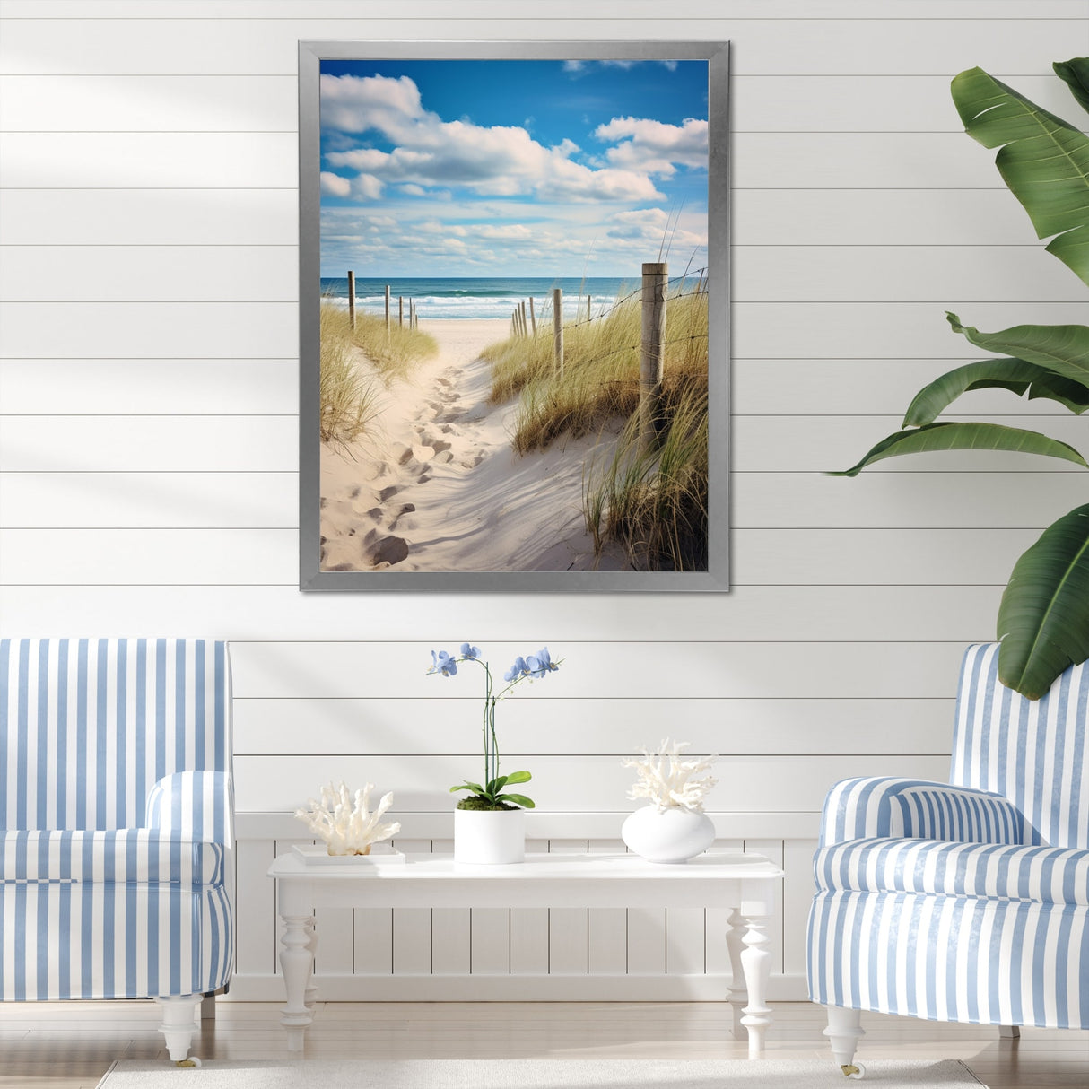 Designart "Bath To The Ocean III" Coastal Beach Sand Framed Wall Decor