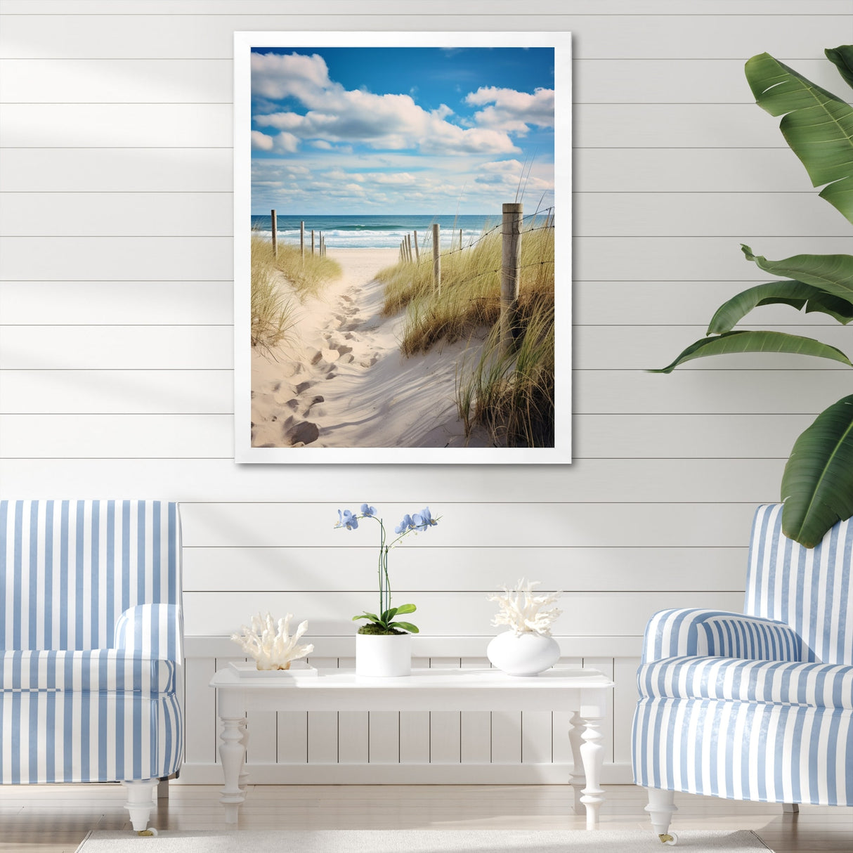 Designart "Bath To The Ocean III" Coastal Beach Sand Framed Wall Decor