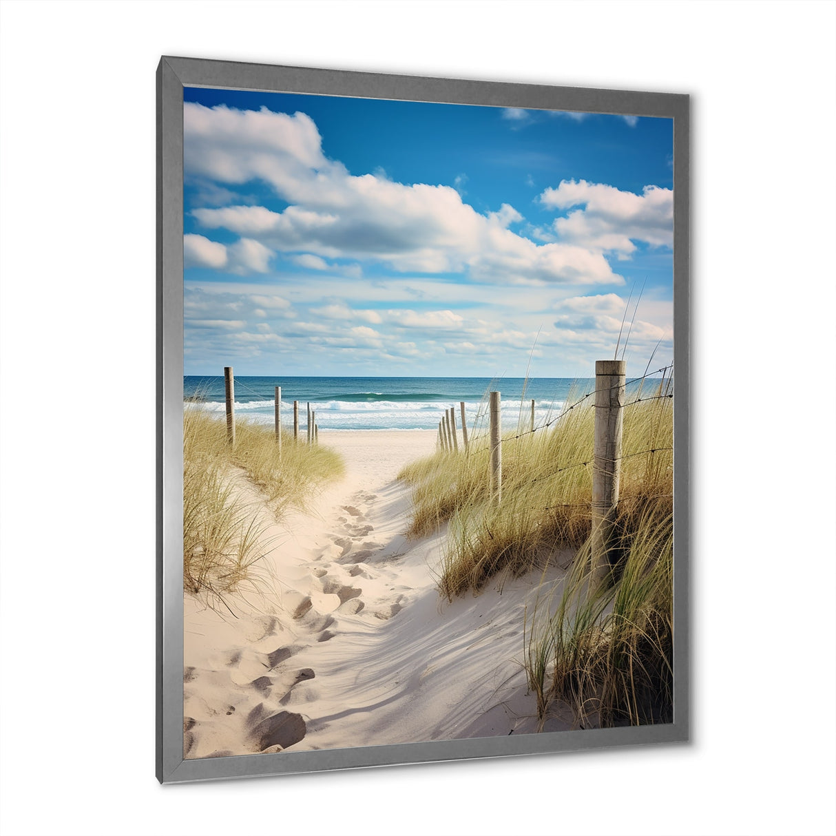 Designart "Bath To The Ocean III" Coastal Beach Sand Framed Wall Decor