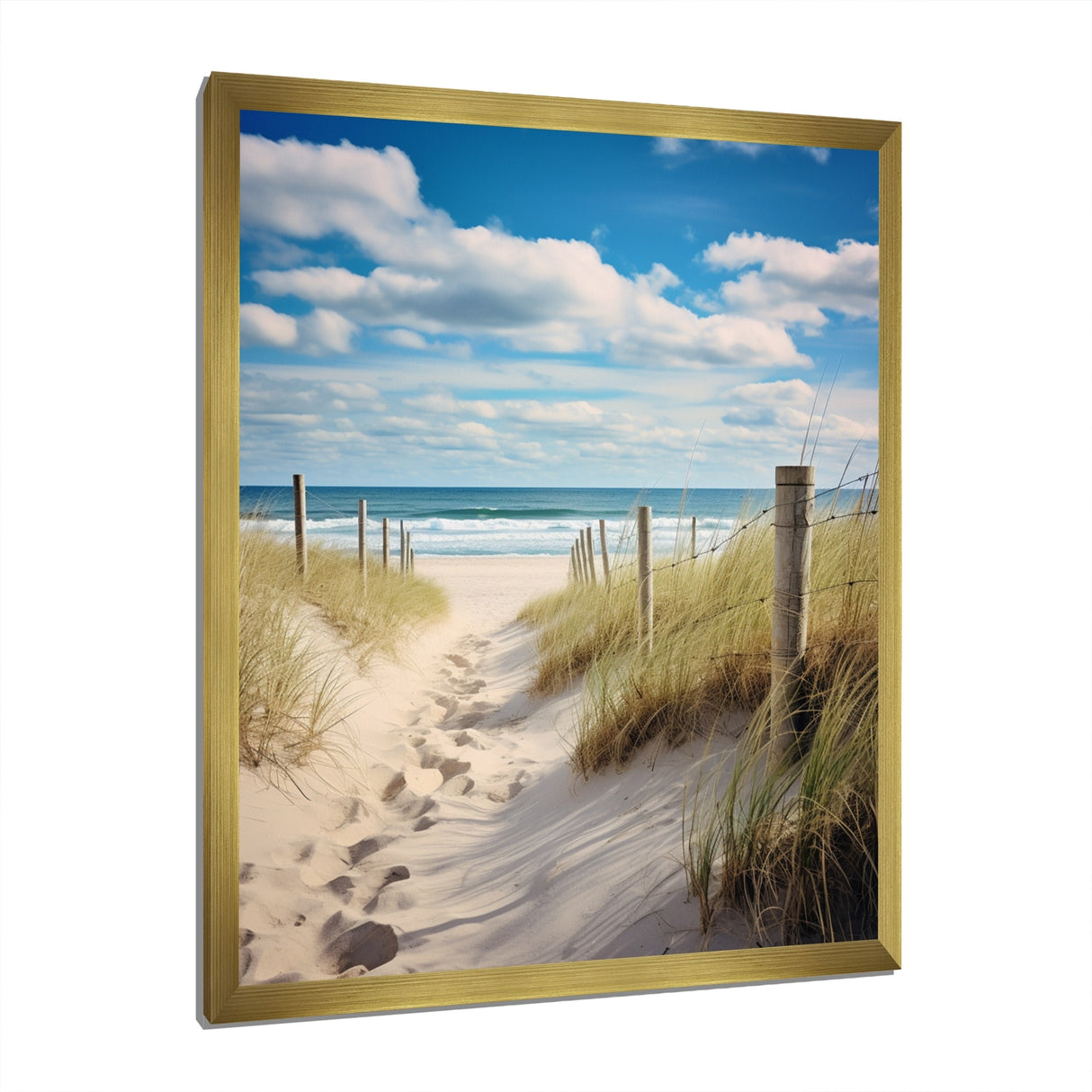 Designart "Bath To The Ocean III" Coastal Beach Sand Framed Wall Decor