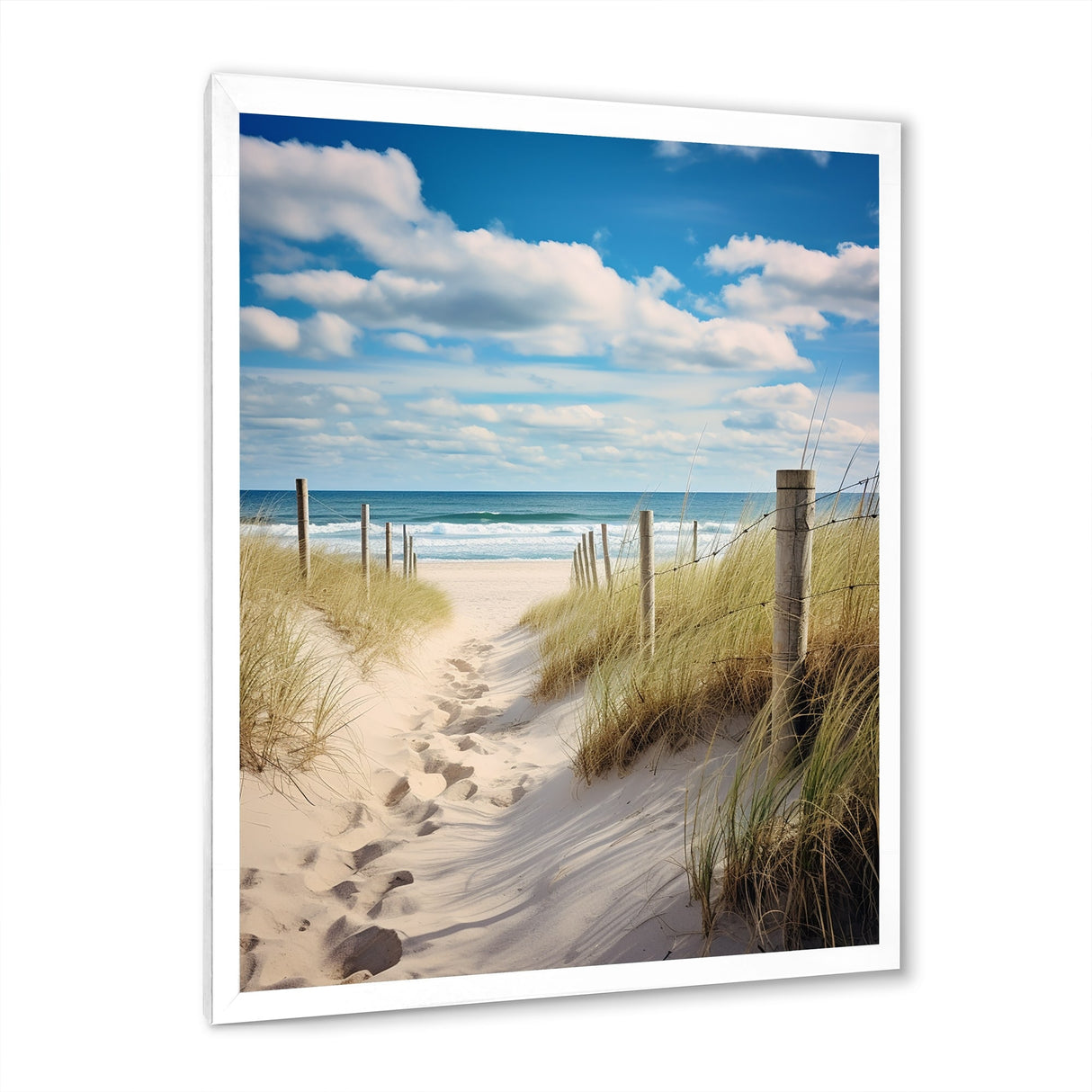 Designart "Bath To The Ocean III" Coastal Beach Sand Framed Wall Decor