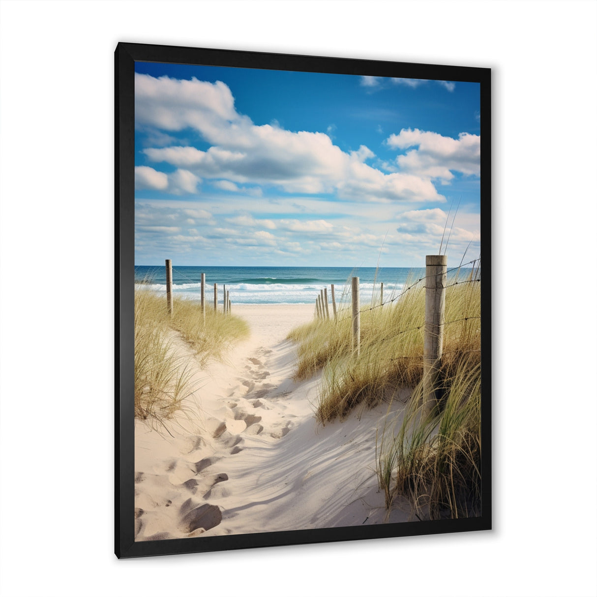 Designart "Bath To The Ocean III" Coastal Beach Sand Framed Wall Decor