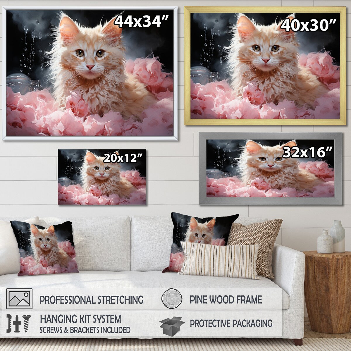 Designart "Bathroom Cuddly Kitten Bath V" Bathroom Wall Art