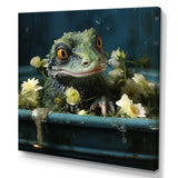 Designart "Bathroom Geckos Green Soak " Bathroom Wall Art