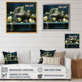 Designart "Bathroom Geckos Green Soak " Bathroom Wall Art