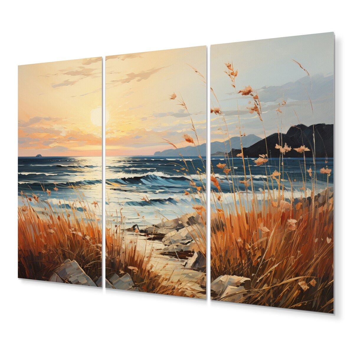 Designart "Beach Breeze Pointillism III" Nautical & Beach Metal Wall Décor Set