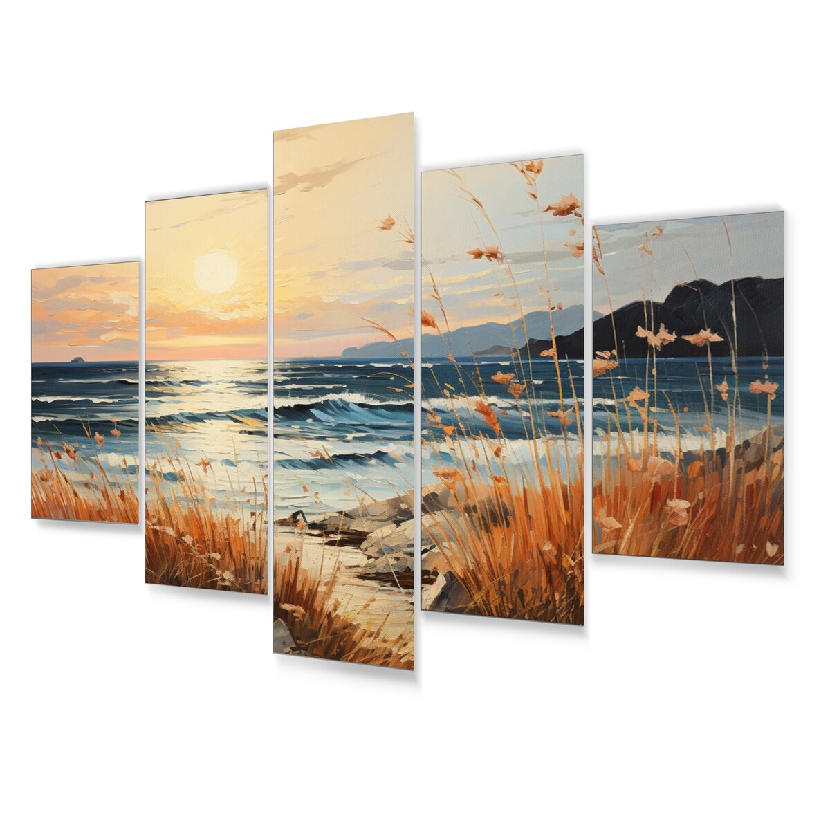 Designart "Beach Breeze Pointillism III" Nautical & Beach Metal Wall Décor Set